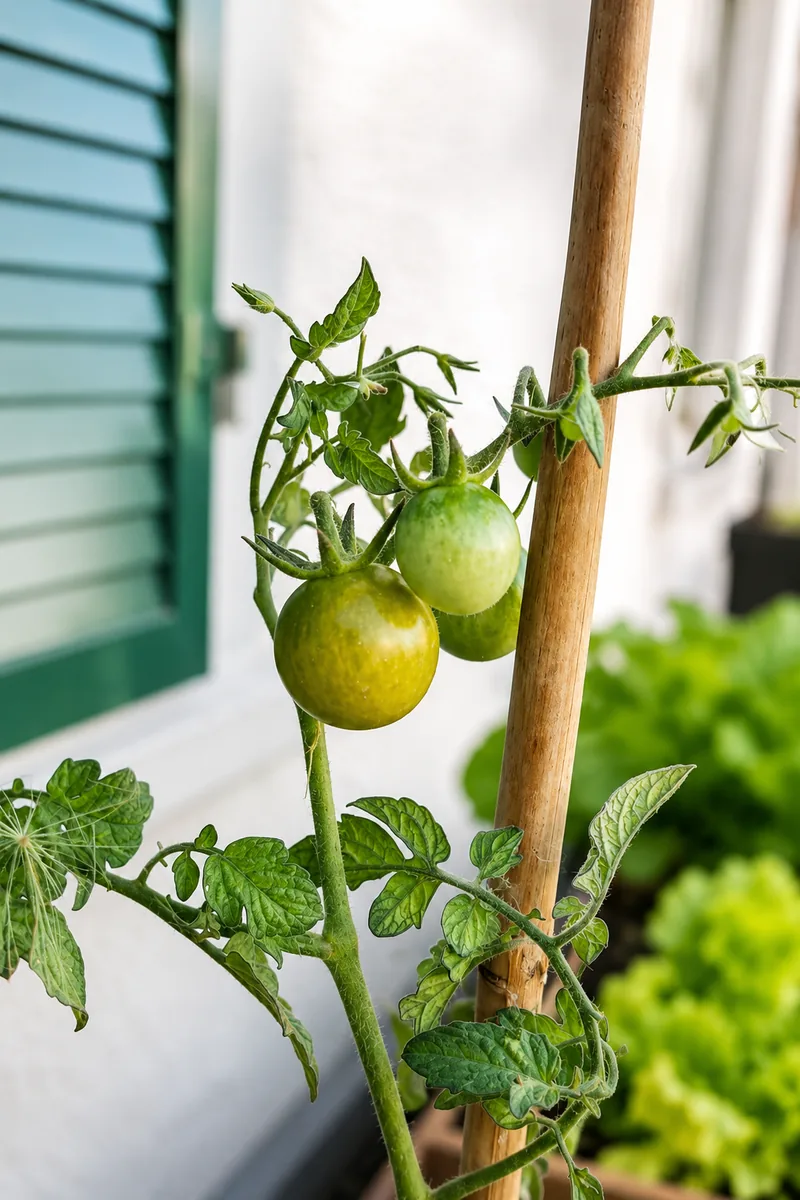 Grüne Tomaten an der Pflanze